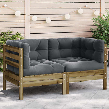 Divani Angolari da Giardino Cuscini 2pz Legno Impregnato Pino - homemem39