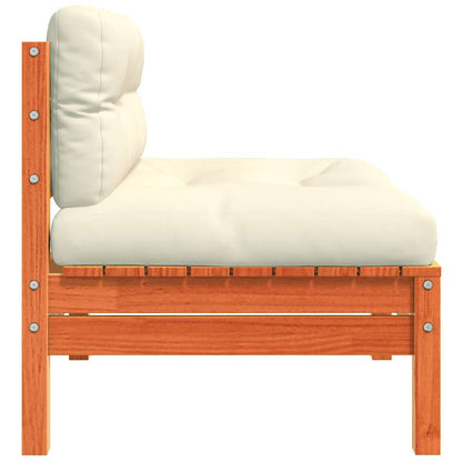 Divano Giardino Senza Braccioli Cuscini 2pz Marrone Cera Pino - homemem39