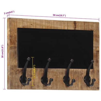 Appendiabiti da Parete con 4 Ganci 2pz Legno Massello di Mango