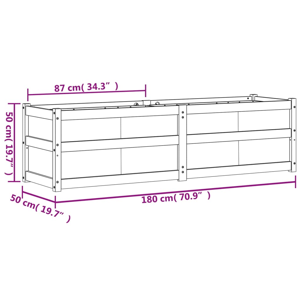 Fioriera da Giardino Bianca 180x50x50 cm Legno Massello di Pino | homemem39