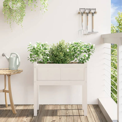Fioriera da Giardino con Gambe Bianca 70x31x70 cm Massello Pino | homemem39