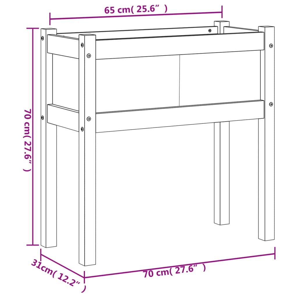 Fioriera da Giardino con Gambe Bianca 70x31x70 cm Massello Pino | homemem39