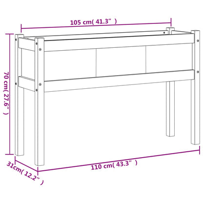 Fioriera Giardino con Gambe 110x31x70 cm Legno Massello Pino