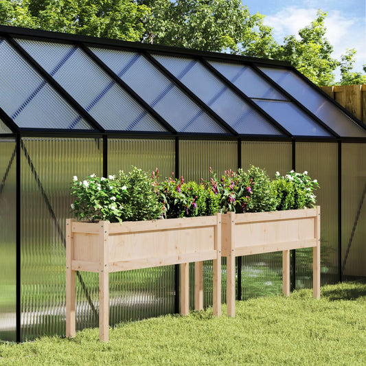 Fioriere da Giardino 2 pz con Gambe in Legno Massello di Pino | homemem39