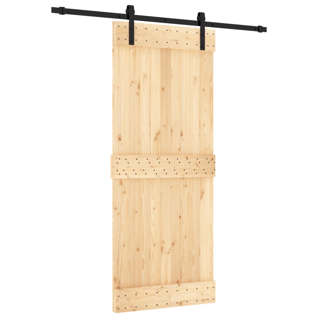 Porta Scorrevole con Set Hardware 85x210 cm Legno Massello Pino