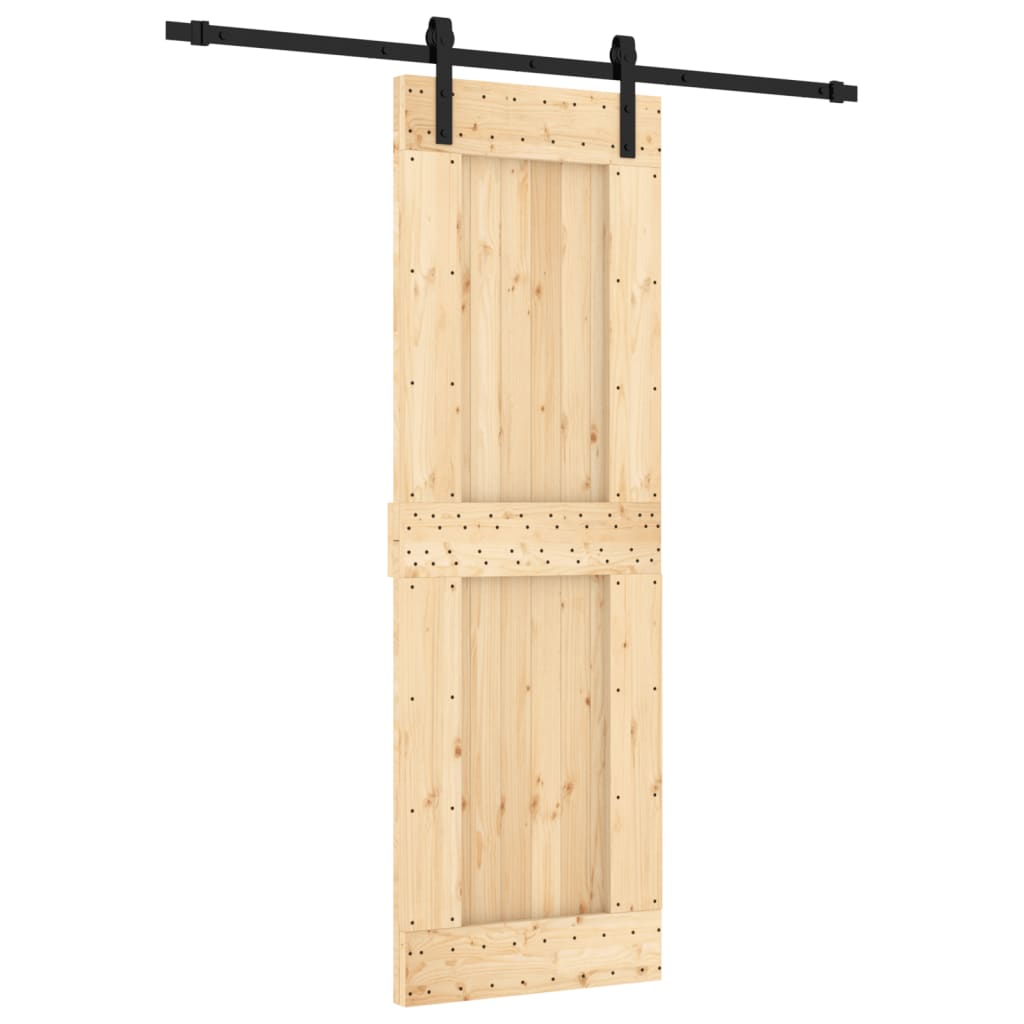 Porta Scorrevole con Set Hardware 70x210 cm Legno Massello Pino