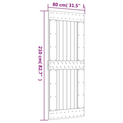 Porta Scorrevole con Set Hardware 80x210 cm Legno Massello Pino