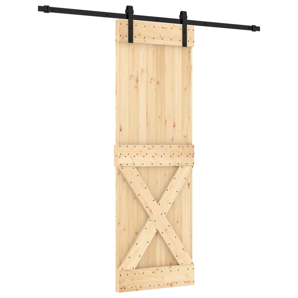 Porta Scorrevole con Set Hardware 70x210 cm Legno Massello Pino