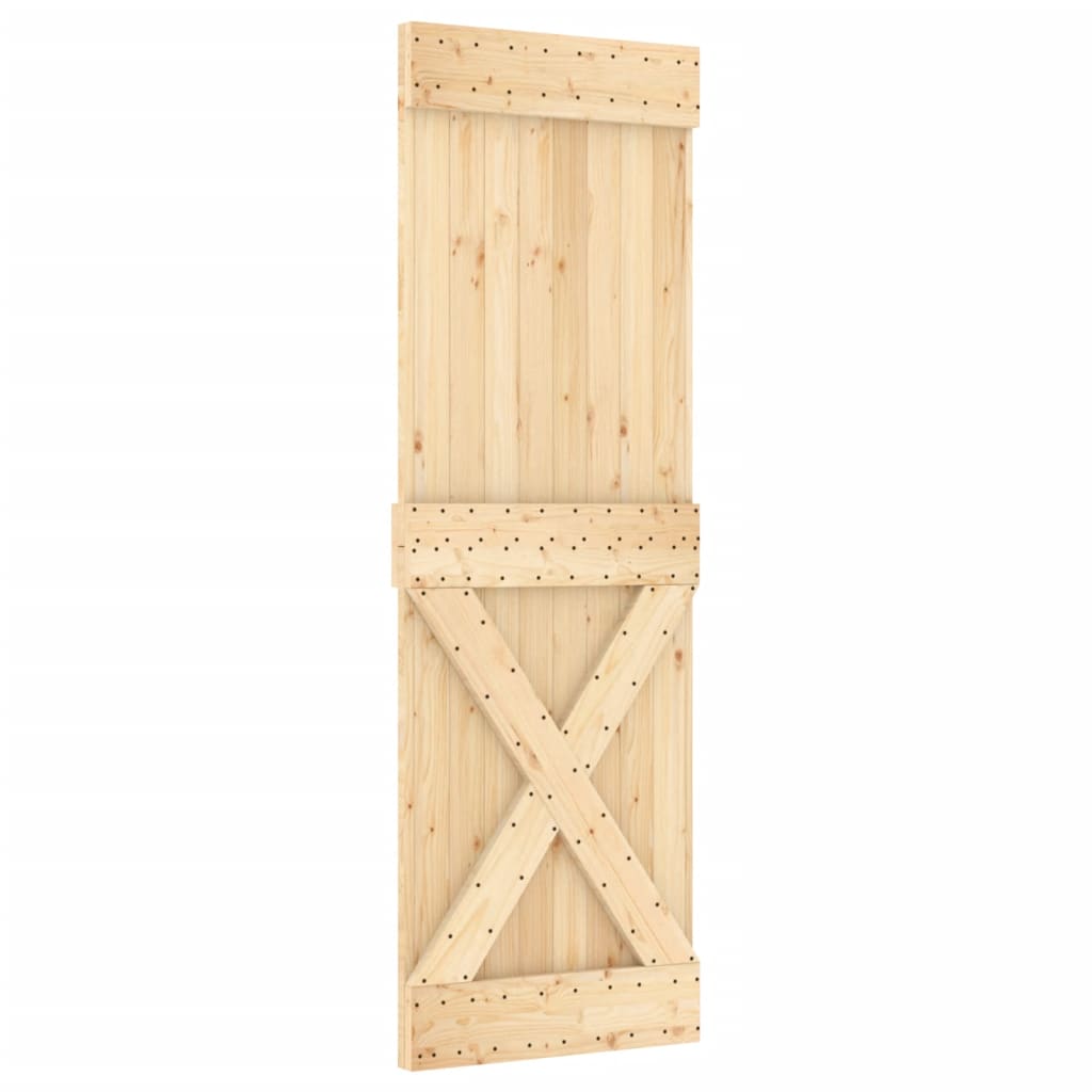 Porta Scorrevole con Set Hardware 70x210 cm Legno Massello Pino