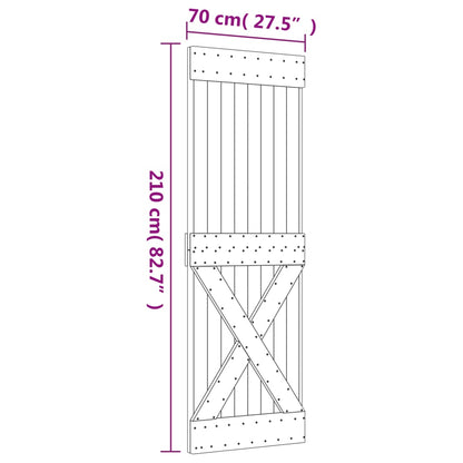 Porta Scorrevole con Set Hardware 70x210 cm Legno Massello Pino