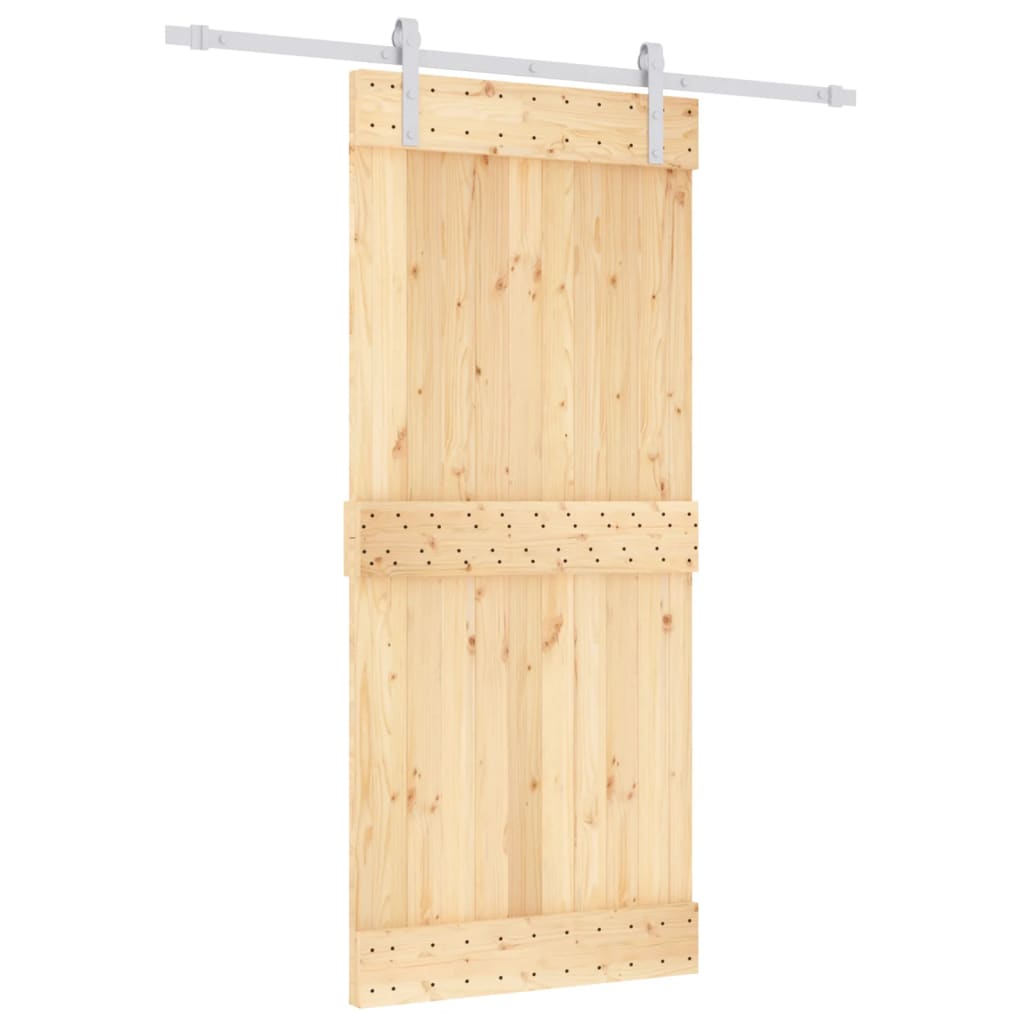 Porta Scorrevole con Set Hardware 90x210 cm Legno Massello Pino