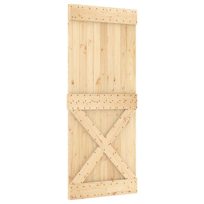 Porta Scorrevole con Set Hardware 85x210 cm Legno Massello Pino