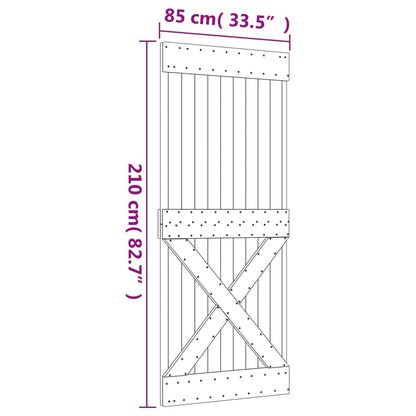 Porta Scorrevole con Set Hardware 85x210 cm Legno Massello Pino