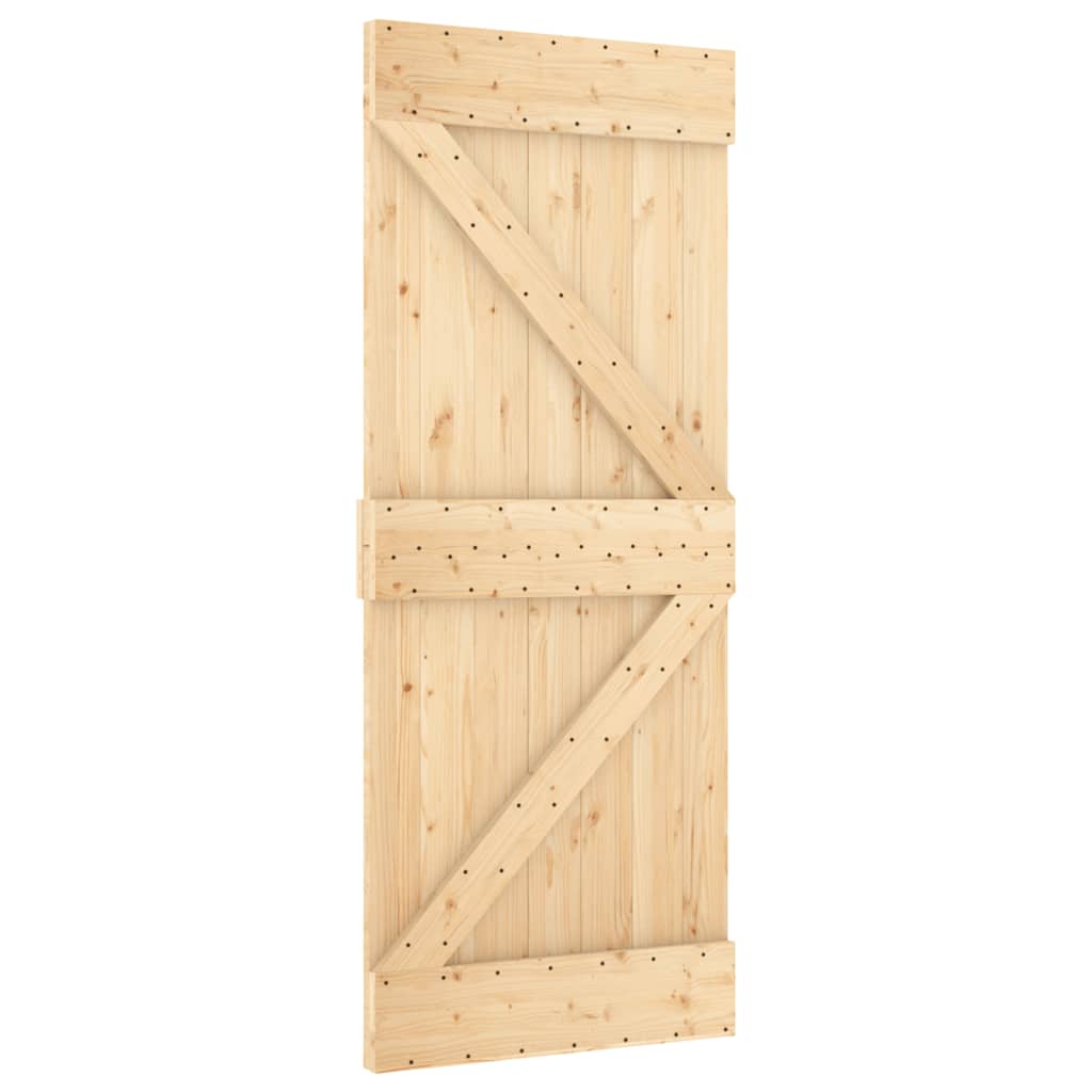 Porta Scorrevole con Set Hardware 90x210 cm Legno Massello Pino