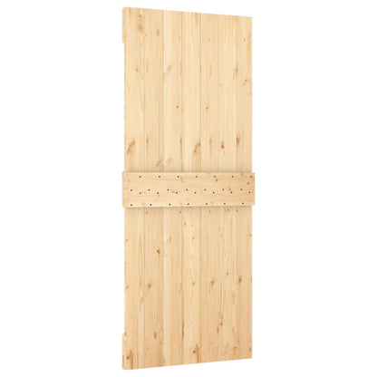 Porta Scorrevole con Set Hardware 90x210 cm Legno Massello Pino