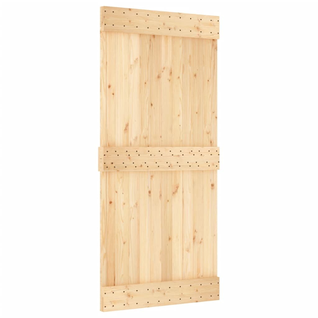 Porta Scorrevole con Set Hardware 95x210 cm Legno Massello Pino