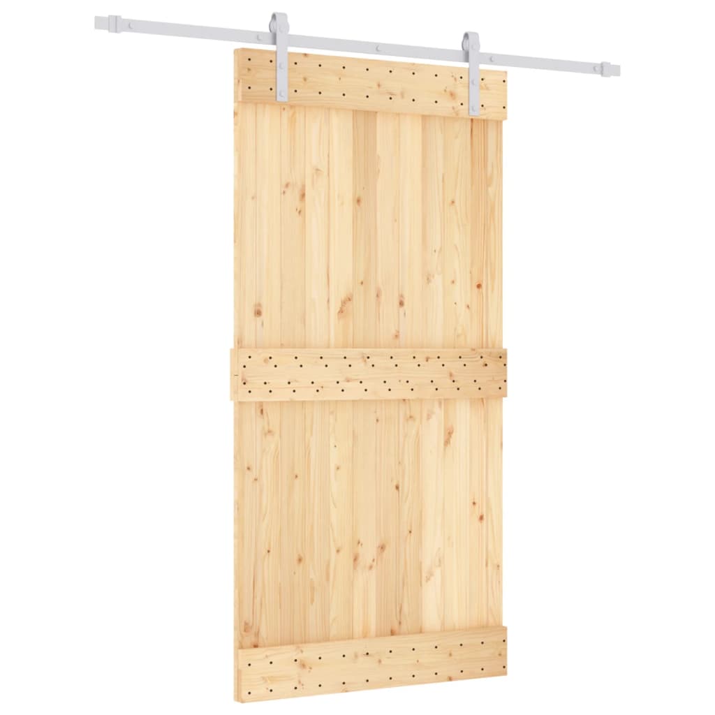 Porta Scorrevole con Set Hardware 100x210cm Legno Massello Pino