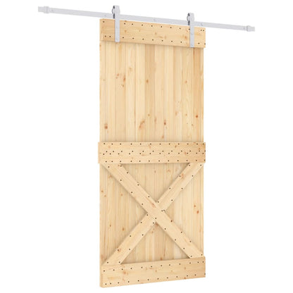 Porta Scorrevole con Set Hardware 95x210 cm Legno Massello Pino