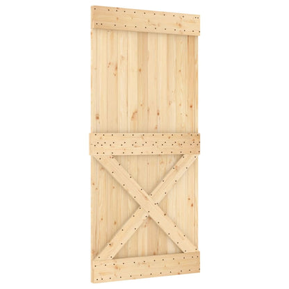 Porta Scorrevole con Set Hardware 95x210 cm Legno Massello Pino