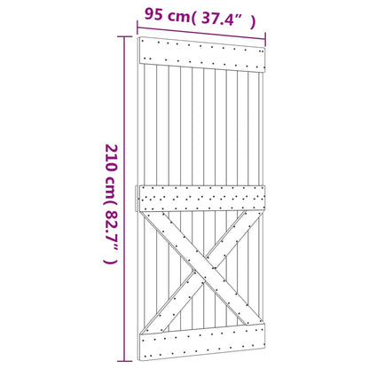 Porta Scorrevole con Set Hardware 95x210 cm Legno Massello Pino