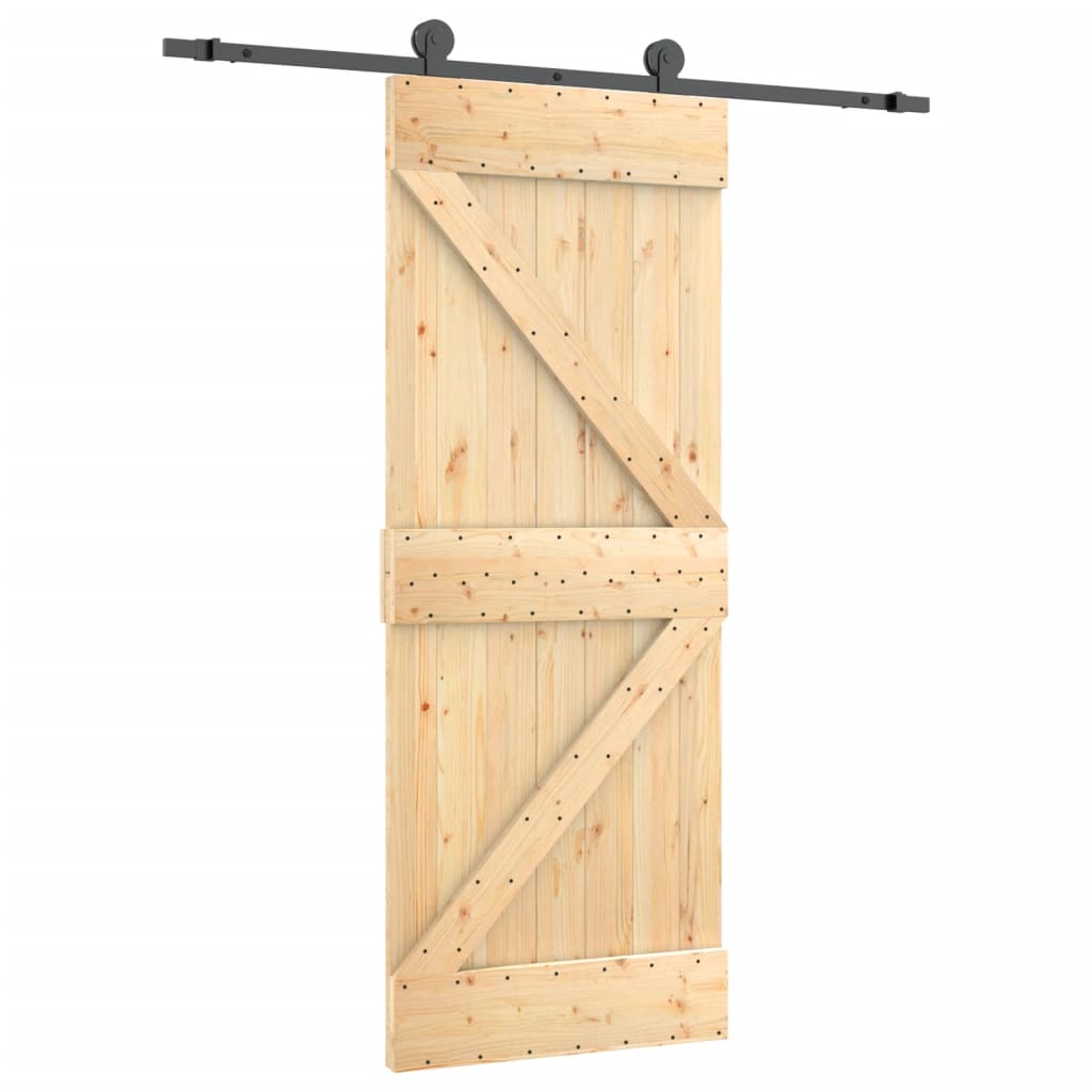 Porta Scorrevole con Set Hardware 85x210 cm Legno Massello Pino