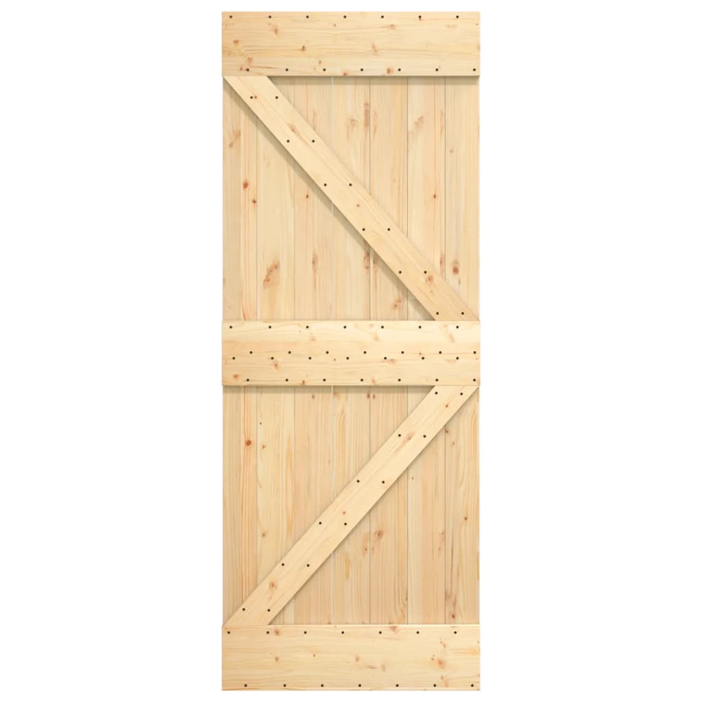 Porta Scorrevole con Set Hardware 85x210 cm Legno Massello Pino