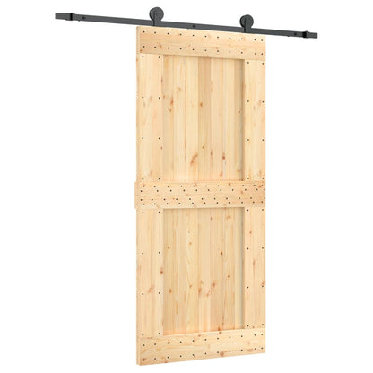 Porta Scorrevole con Set Hardware 90x210 cm Legno Massello Pino