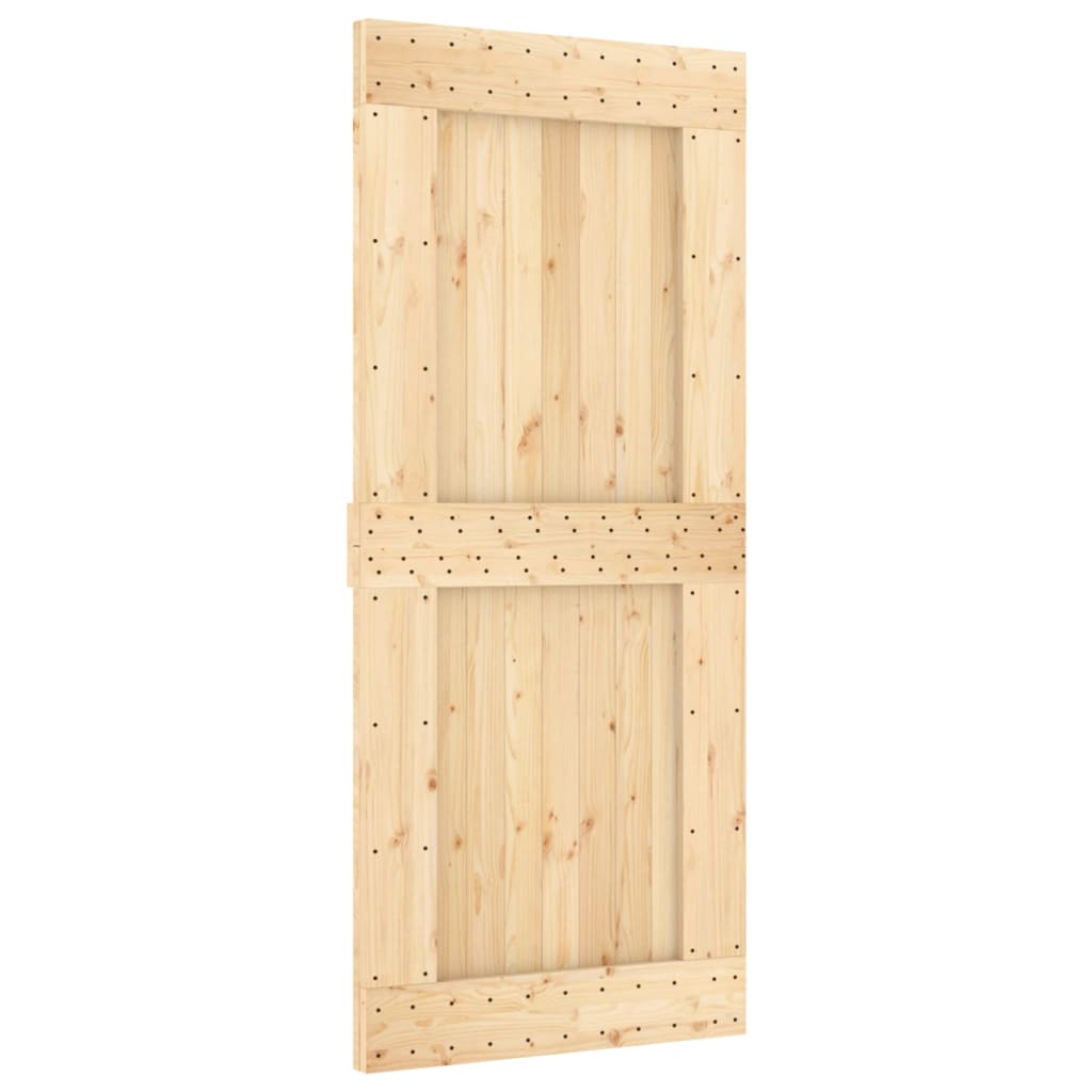 Porta Scorrevole con Set Hardware 90x210 cm Legno Massello Pino