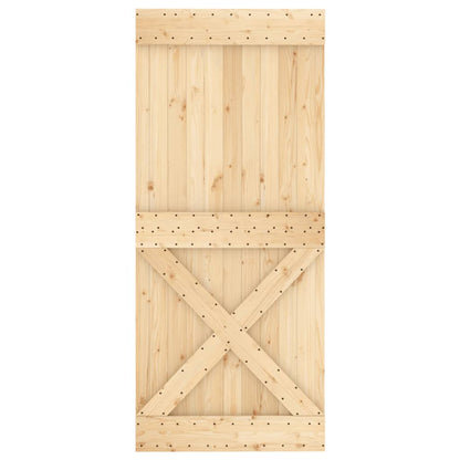 Porta Scorrevole con Set Hardware 90x210 cm Legno Massello Pino