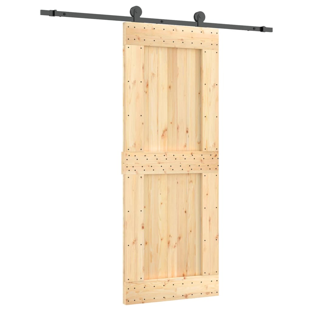 Porta Scorrevole con Set Hardware 80x210 cm Legno Massello Pino