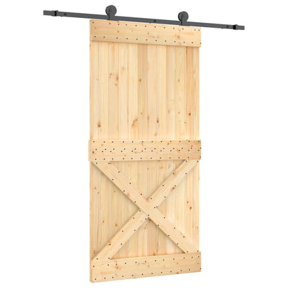 Porta Scorrevole con Set Hardware 100x210cm Legno Massello Pino