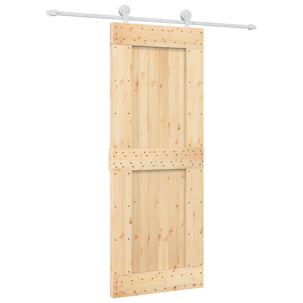 Porta Scorrevole con Set Hardware 80x210 cm Legno Massello Pino