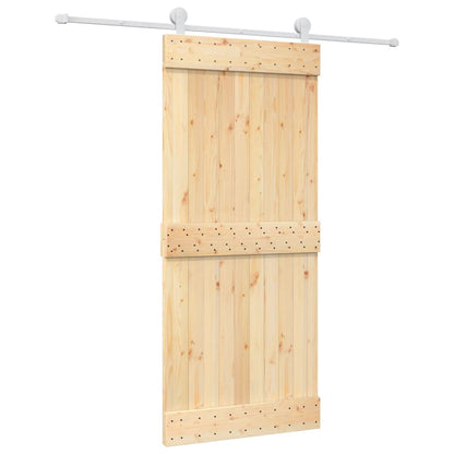 Porta Scorrevole con Set Hardware 90x210 cm Legno Massello Pino