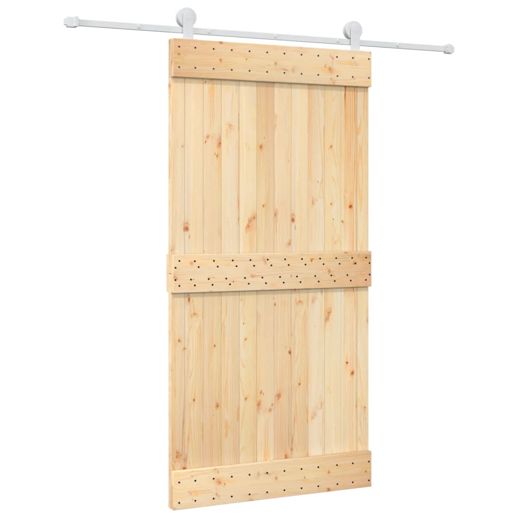 Porta Scorrevole con Set Hardware 100x210cm Legno Massello Pino