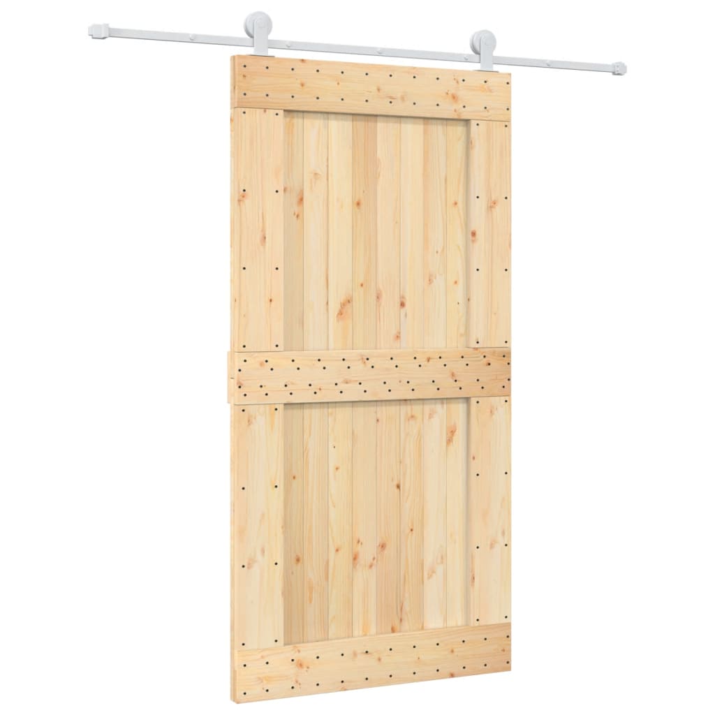 Porta Scorrevole con Set Hardware 100x210cm Legno Massello Pino