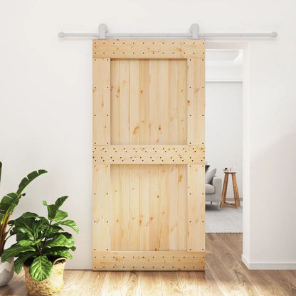 Porta Scorrevole con Set Hardware 100x210cm Legno Massello Pino