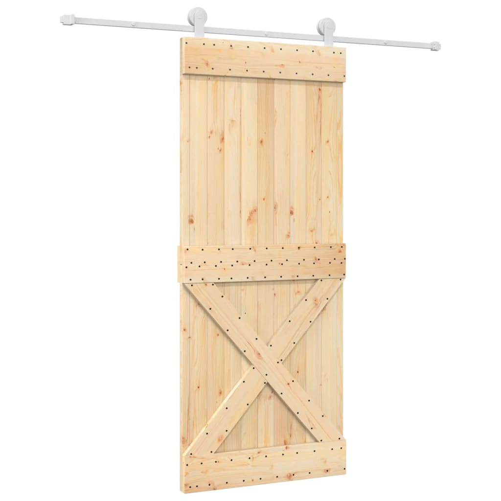 Porta Scorrevole con Set Hardware 85x210 cm Legno Massello Pino