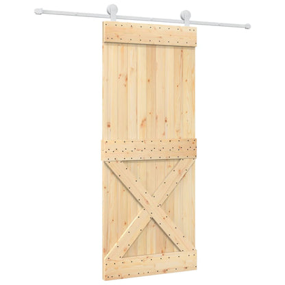 Porta Scorrevole con Set Hardware 85x210 cm Legno Massello Pino