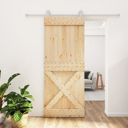 Porta Scorrevole con Set Hardware 85x210 cm Legno Massello Pino