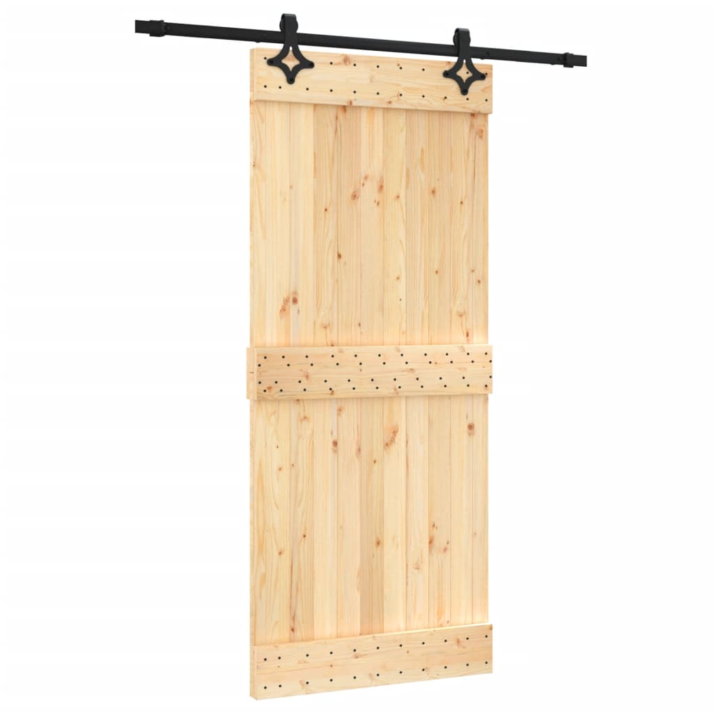 Porta Scorrevole con Set Hardware 90x210 cm Legno Massello Pino