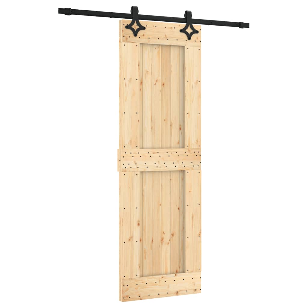 Porta Scorrevole con Set Hardware 70x210 cm Legno Massello Pino