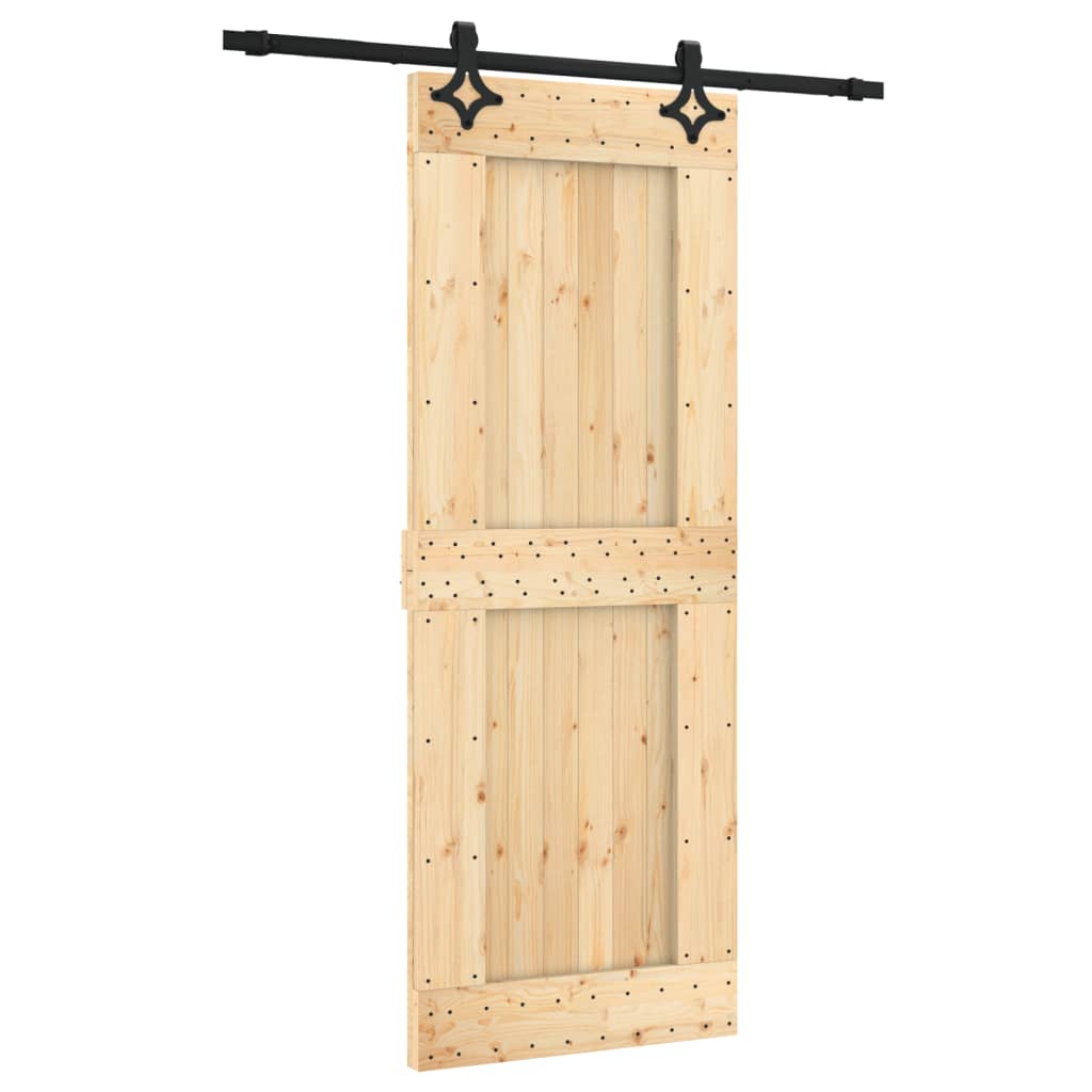 Porta Scorrevole con Set Hardware 80x210 cm Legno Massello Pino