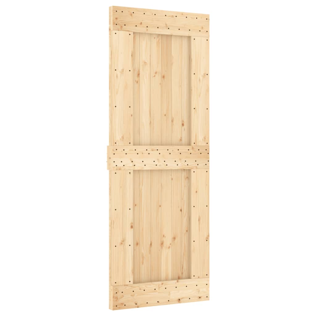 Porta Scorrevole con Set Hardware 80x210 cm Legno Massello Pino