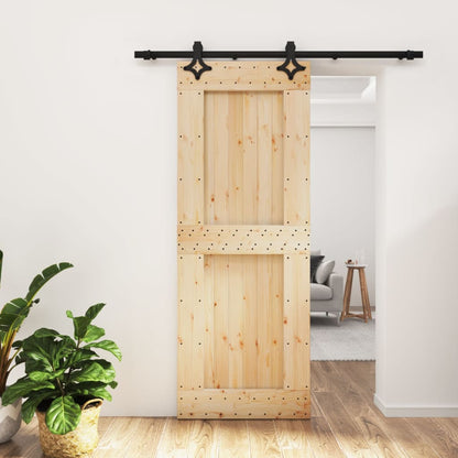 Porta Scorrevole con Set Hardware 80x210 cm Legno Massello Pino