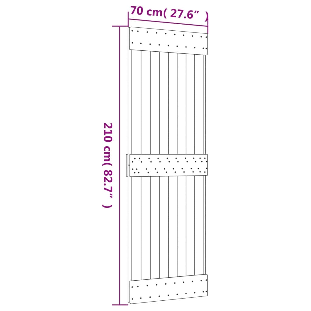 Porta Scorrevole con Set Hardware 70x210 cm Legno Massello Pino