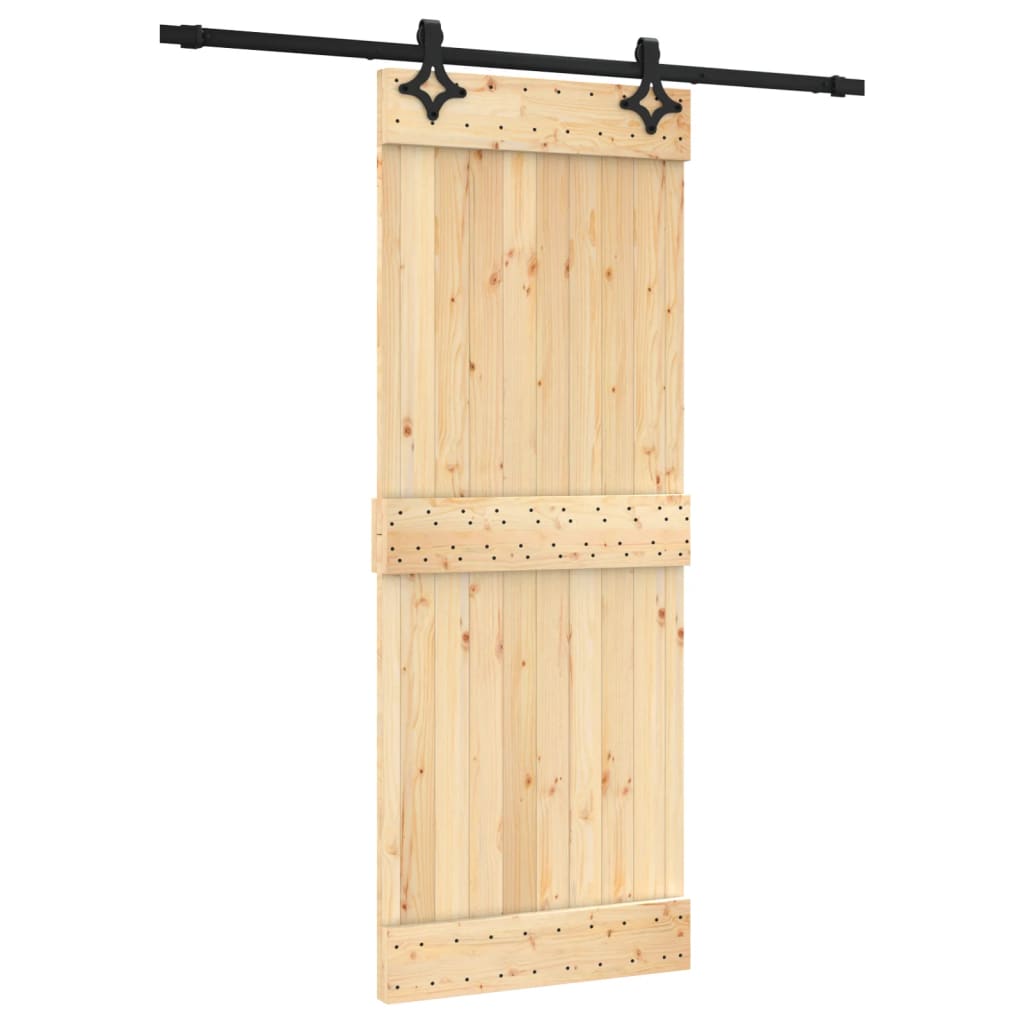 Porta Scorrevole con Set Hardware 80x210 cm Legno Massello Pino