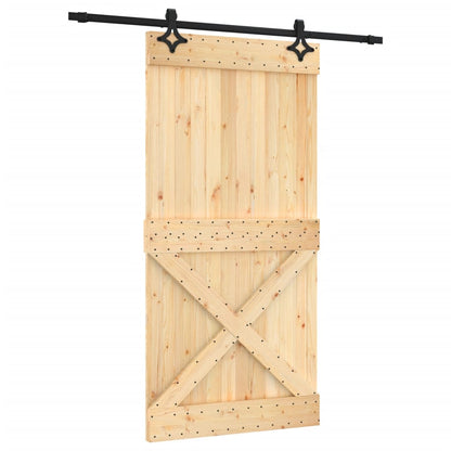 Porta Scorrevole con Set Hardware 100x210cm Legno Massello Pino