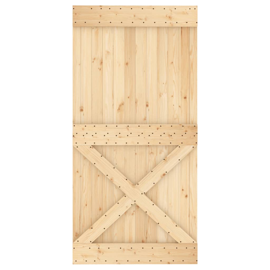 Porta Scorrevole con Set Hardware 100x210cm Legno Massello Pino