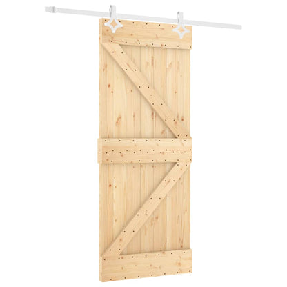 Porta Scorrevole con Set Hardware 80x210 cm Legno Massello Pino