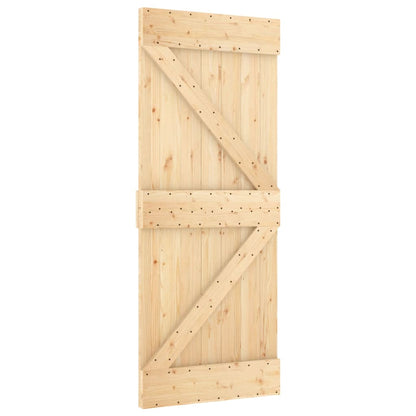 Porta Scorrevole con Set Hardware 80x210 cm Legno Massello Pino
